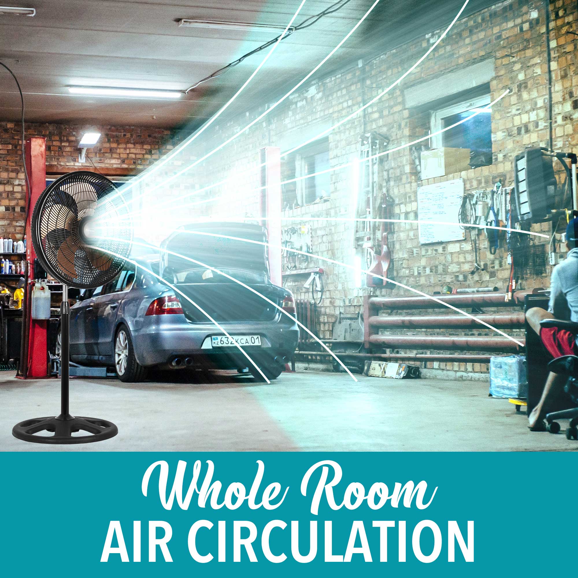 Brentwood Kool Zone F-18360BK 3in1 3-Speed 18” Industrial Fan, Black