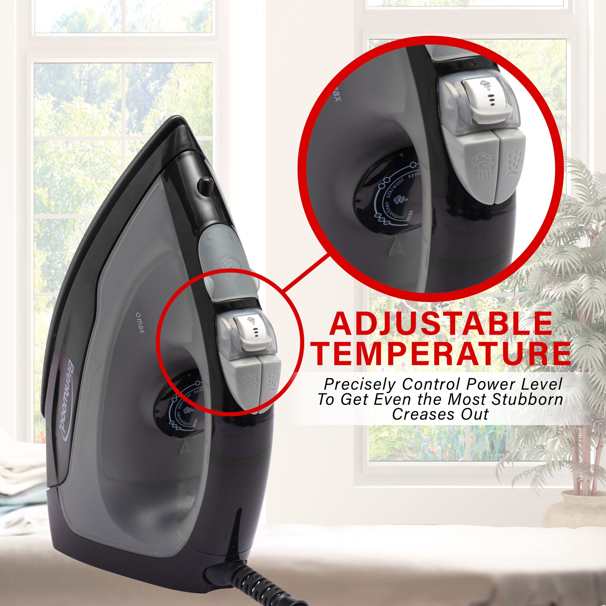 Brentwood MPI-53 Non-Stick Steam Iron, Black