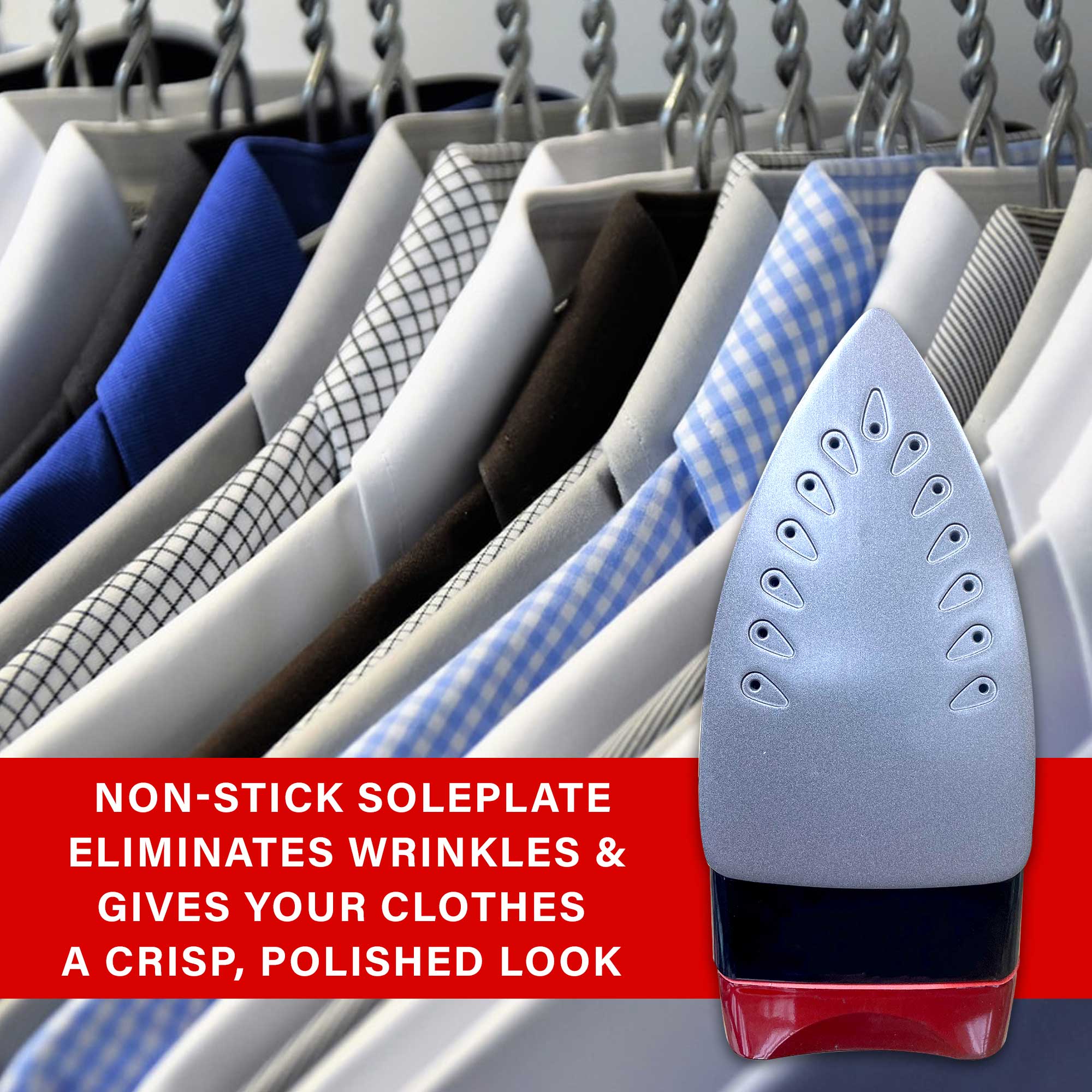 Brentwood MPI-54 Non-Stick Steam Iron, Red