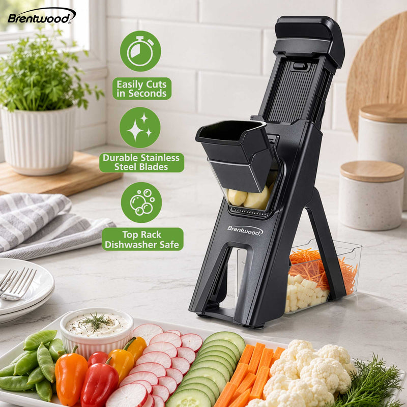 Coming Soon - Brentwood KA-5066BK 3-in-1 Safe Mandoline Slicer, Vegetable Chopper, Thick & Thin Julienne, Adjustable Thickness 0.5mm-8mm, Black