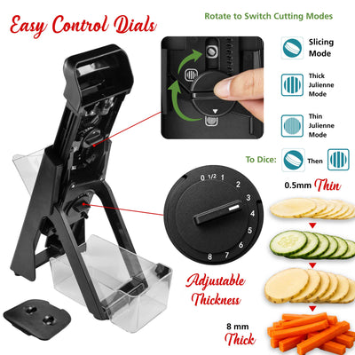 Coming Soon - Brentwood KA-5066BK 3-in-1 Safe Mandoline Slicer, Vegetable Chopper, Thick & Thin Julienne, Adjustable Thickness 0.5mm-8mm, Black
