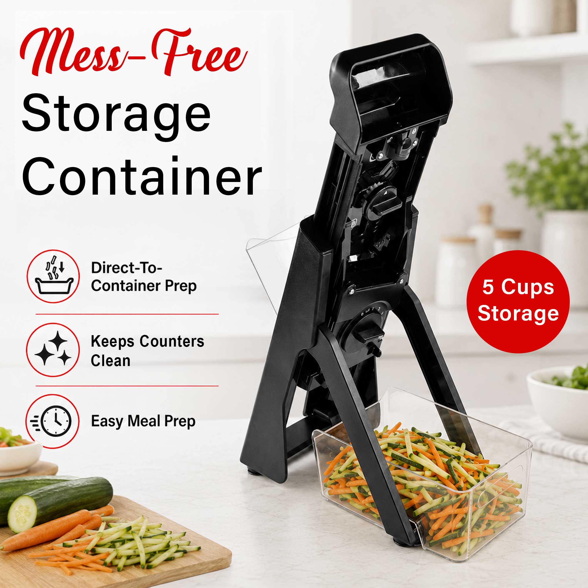 Coming Soon - Brentwood KA-5066BK 3-in-1 Safe Mandoline Slicer, Vegetable Chopper, Thick & Thin Julienne, Adjustable Thickness 0.5mm-8mm, Black