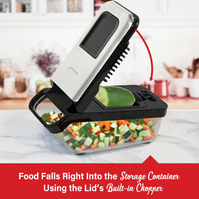 Brentwood KA-5024BKS Vegetable Chopper with 3.6-Cup Storage Container and 2 Interchangeable Stainless Steel Blades, Black