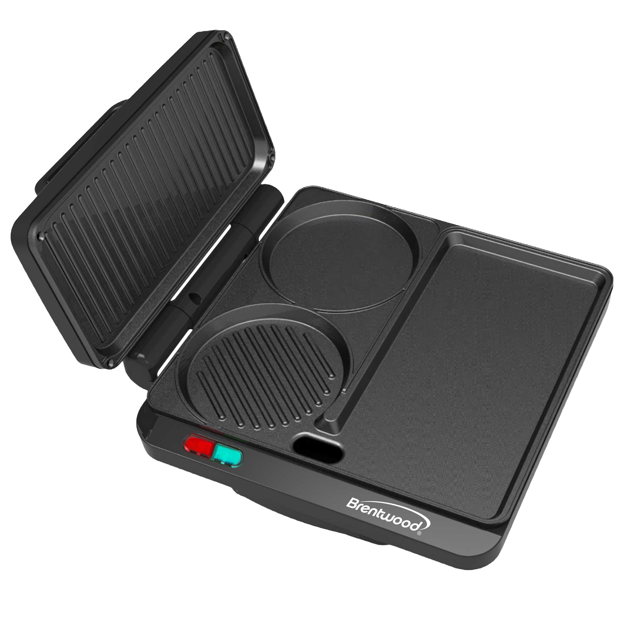 Brentwood TS-812BK 1000w Multipurpose Sandwich Maker and Hamburger Grill with Burger Press, Ceramic Non-Stick, and Cool Touch Housing, Black