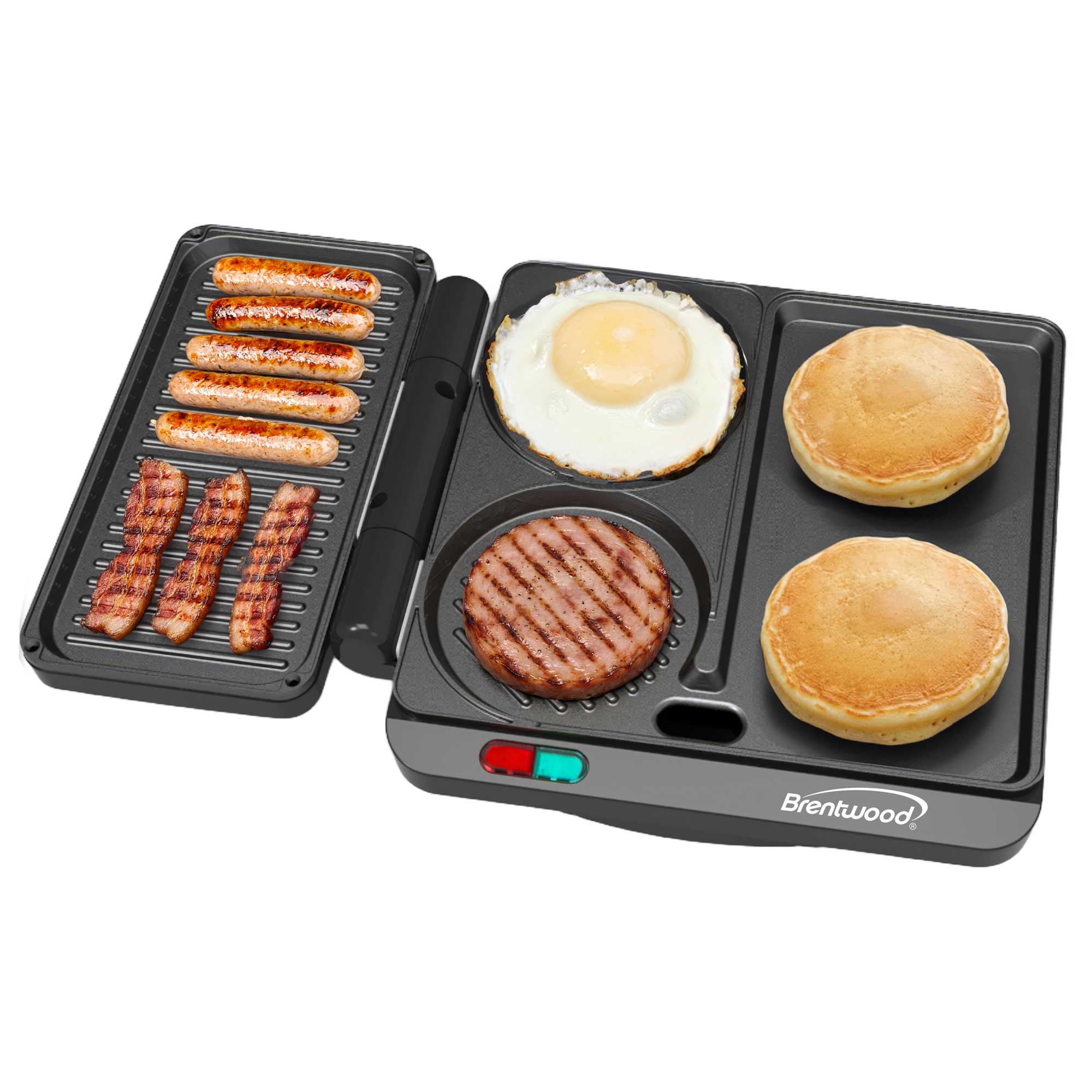 Brentwood TS-812BK 1000w Multipurpose Sandwich Maker and Hamburger Grill with Burger Press, Ceramic Non-Stick, and Cool Touch Housing, Black