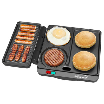 Brentwood TS-812BK 1000w Multipurpose Sandwich Maker and Hamburger Grill with Burger Press, Ceramic Non-Stick, and Cool Touch Housing, Black