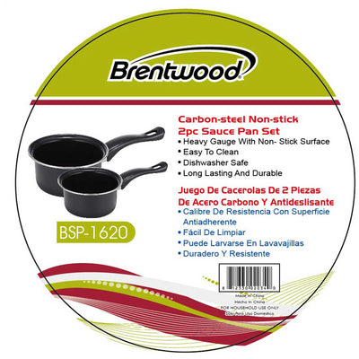 Brentwood BSP-1620 1.5qt and 3qt Non-Stick Saucepan Set, Black