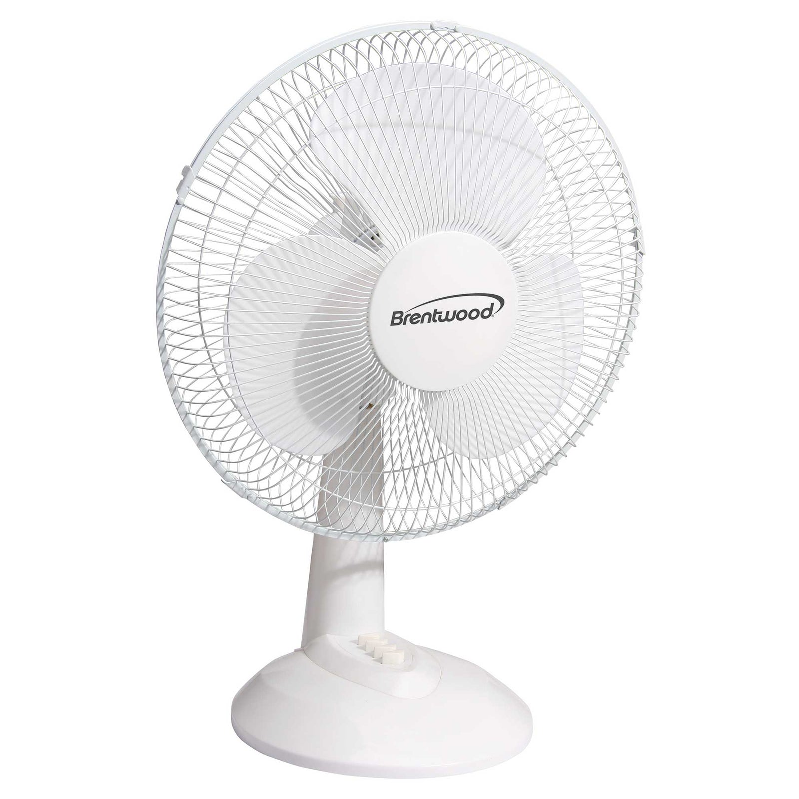 Brentwood Kool Zone F-12DW 3-Speed 12” Oscillating Desk Fan, White