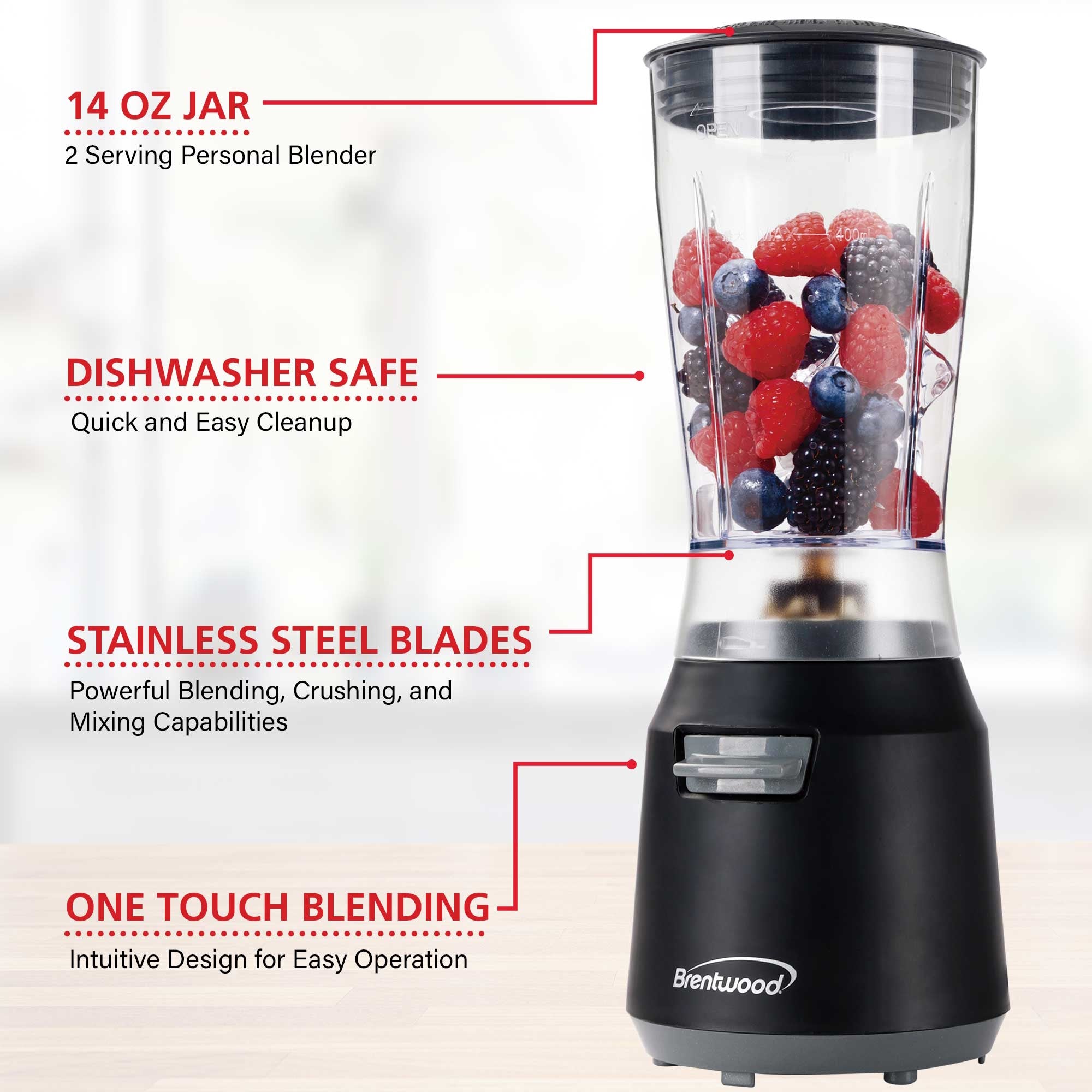 Brentwood JB-191BK 14oz Personal Blender, Black