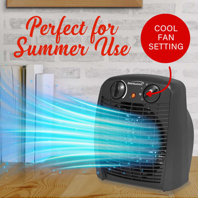 Brentwood H-F305BK 1500-Watt Portable Electric Space Heater and Fan, Black