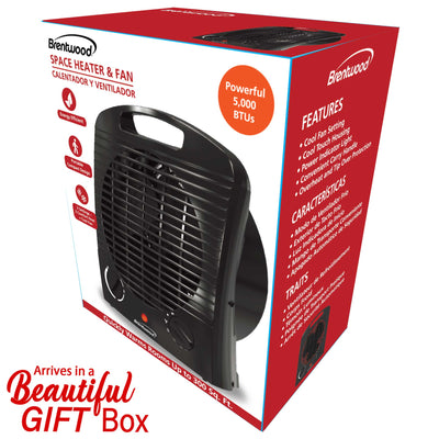 Brentwood H-F306BK 1500-Watt Portable Electric Space Heater and Fan, Black