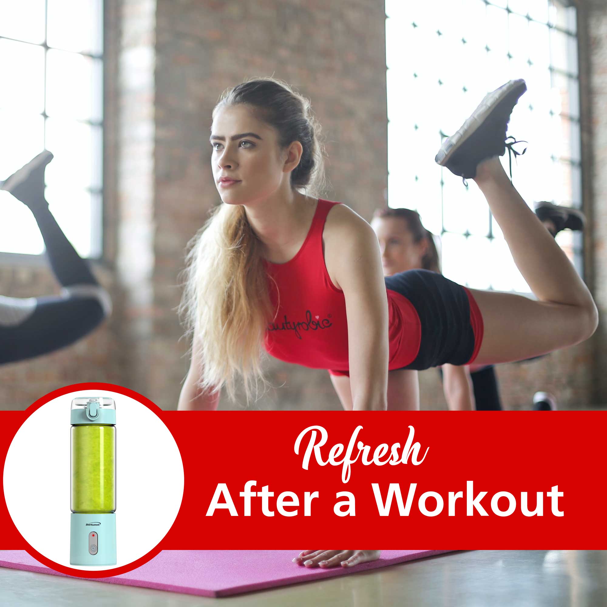 Brentwood RJB-100BL 17oz Portable Battery Operated USB Glass Blender, Blue