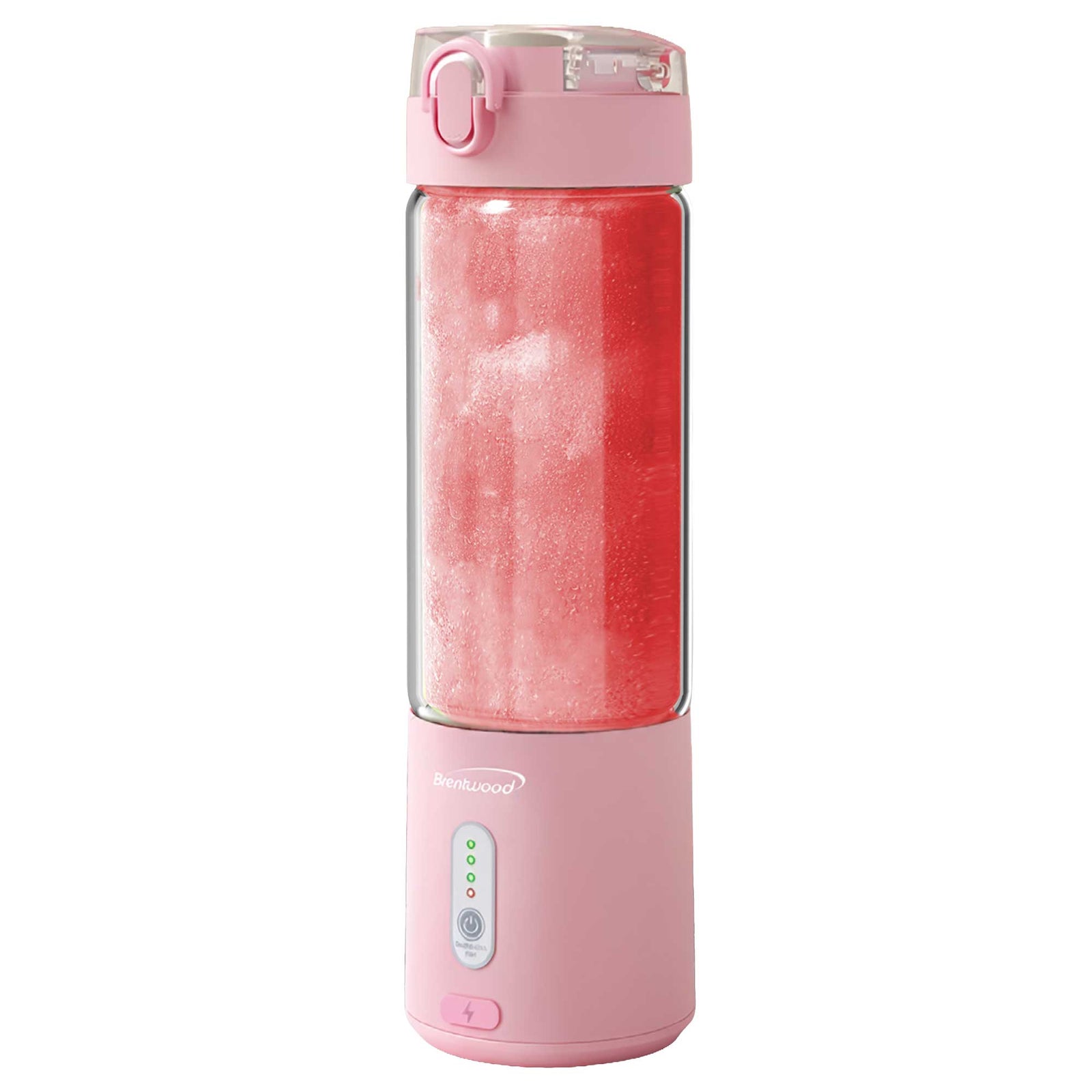 Brentwood RJB-100PK 17oz Portable Battery Operated USB Glass Blender, Pink
