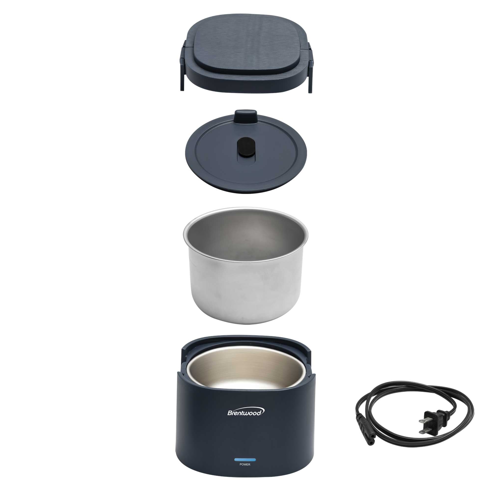 Brentwood ELB-600BL 110V 50W 0.6L Portable Leakproof Electric Lunch Box Food Warmer, Blue