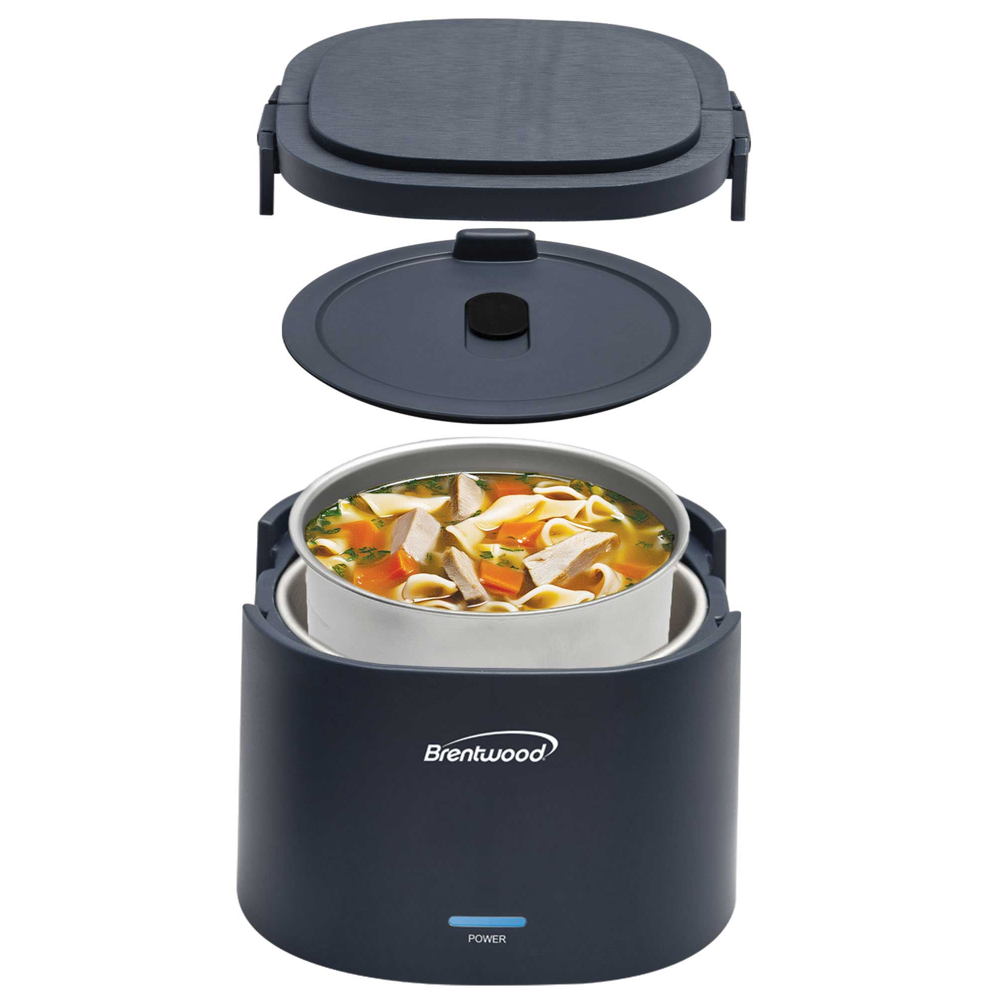 Brentwood ELB-600BL 110V 50W 0.6L Portable Leakproof Electric Lunch Box Food Warmer, Blue