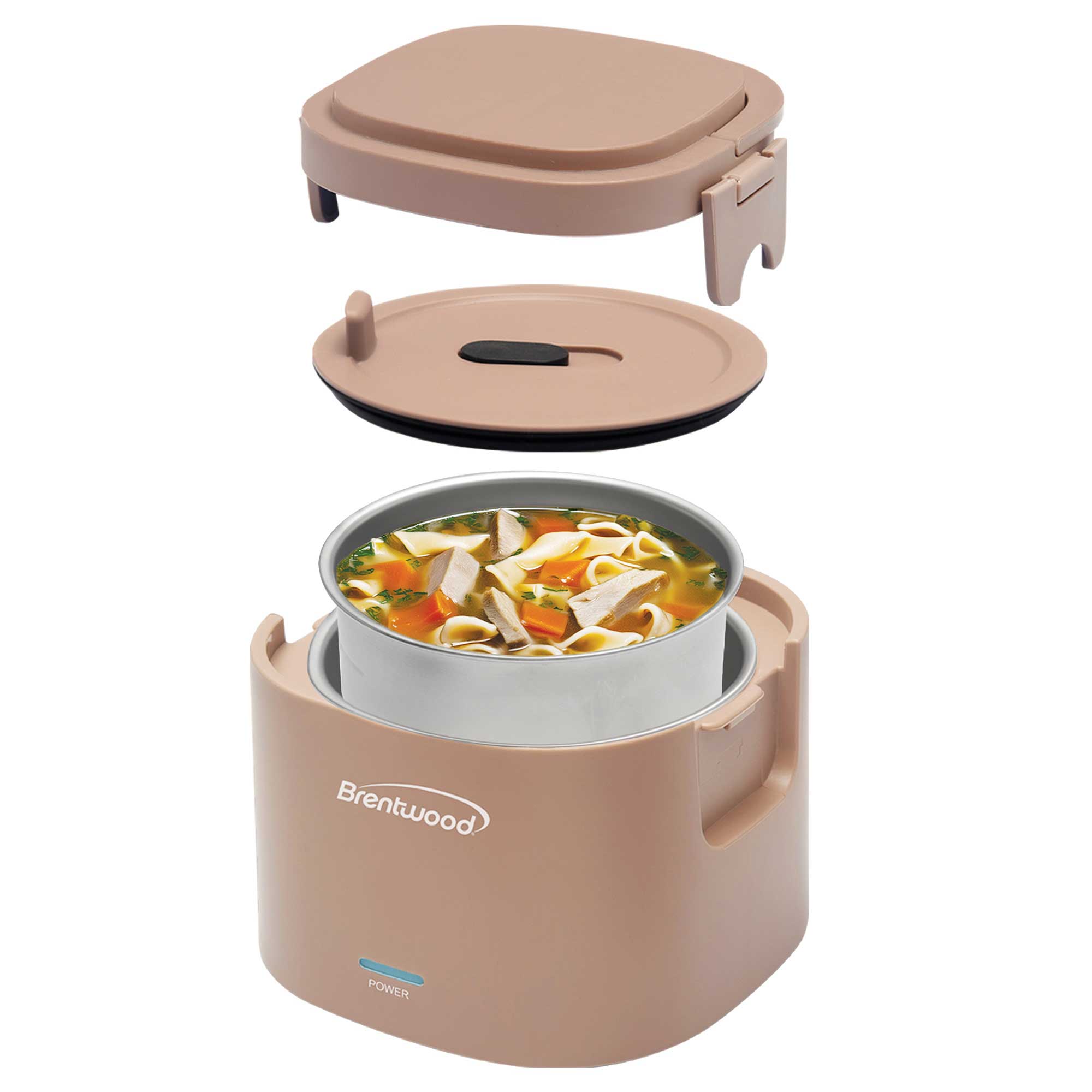 Brentwood ELB-600PK 110V 50W 0.6L Portable Leakproof Electric Lunch Box Food Warmer, Pink