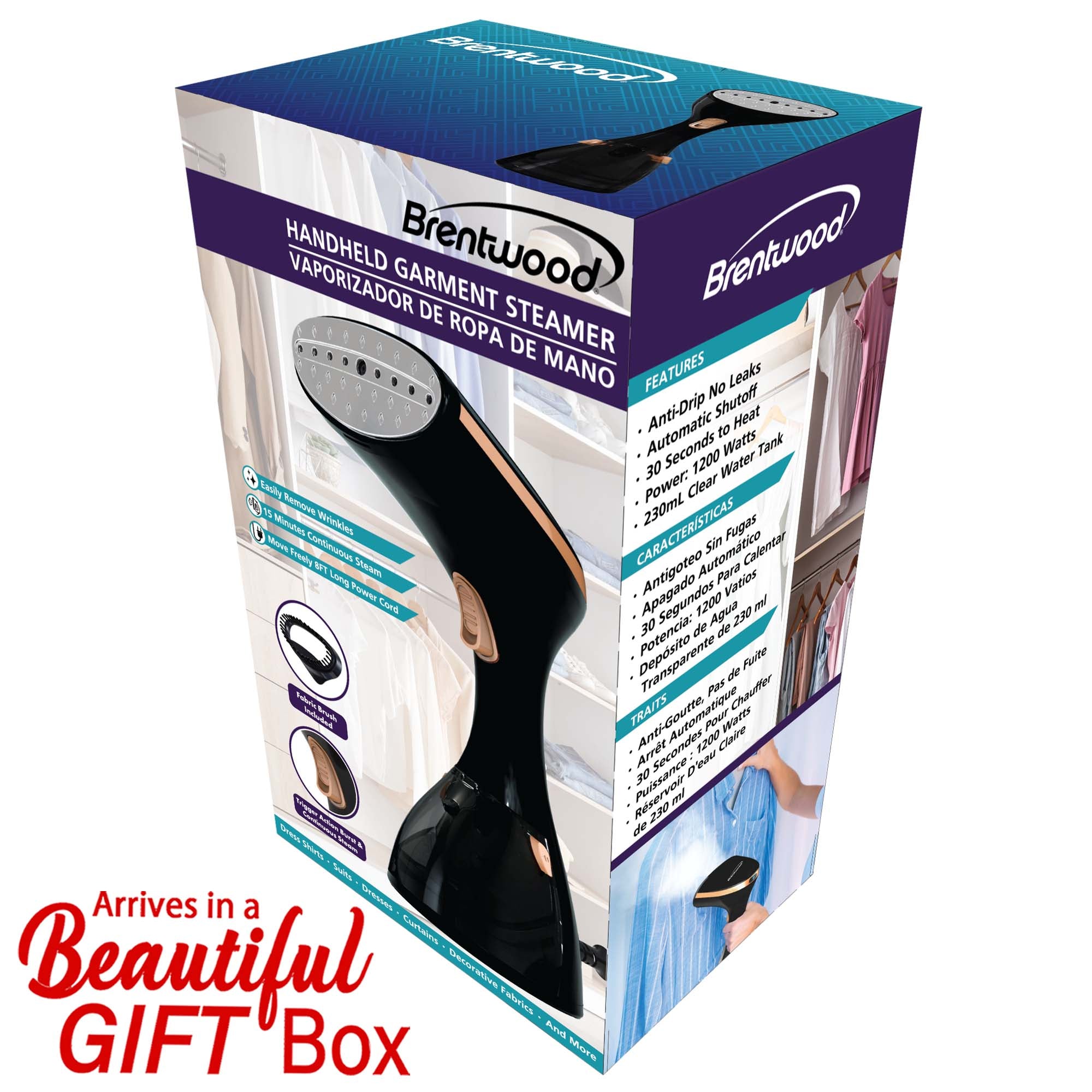 Brentwood MPI-42BK 1200W Portable Handheld Garment Iron Steamer for Clothes and More for Home, Office, and Travel, Black