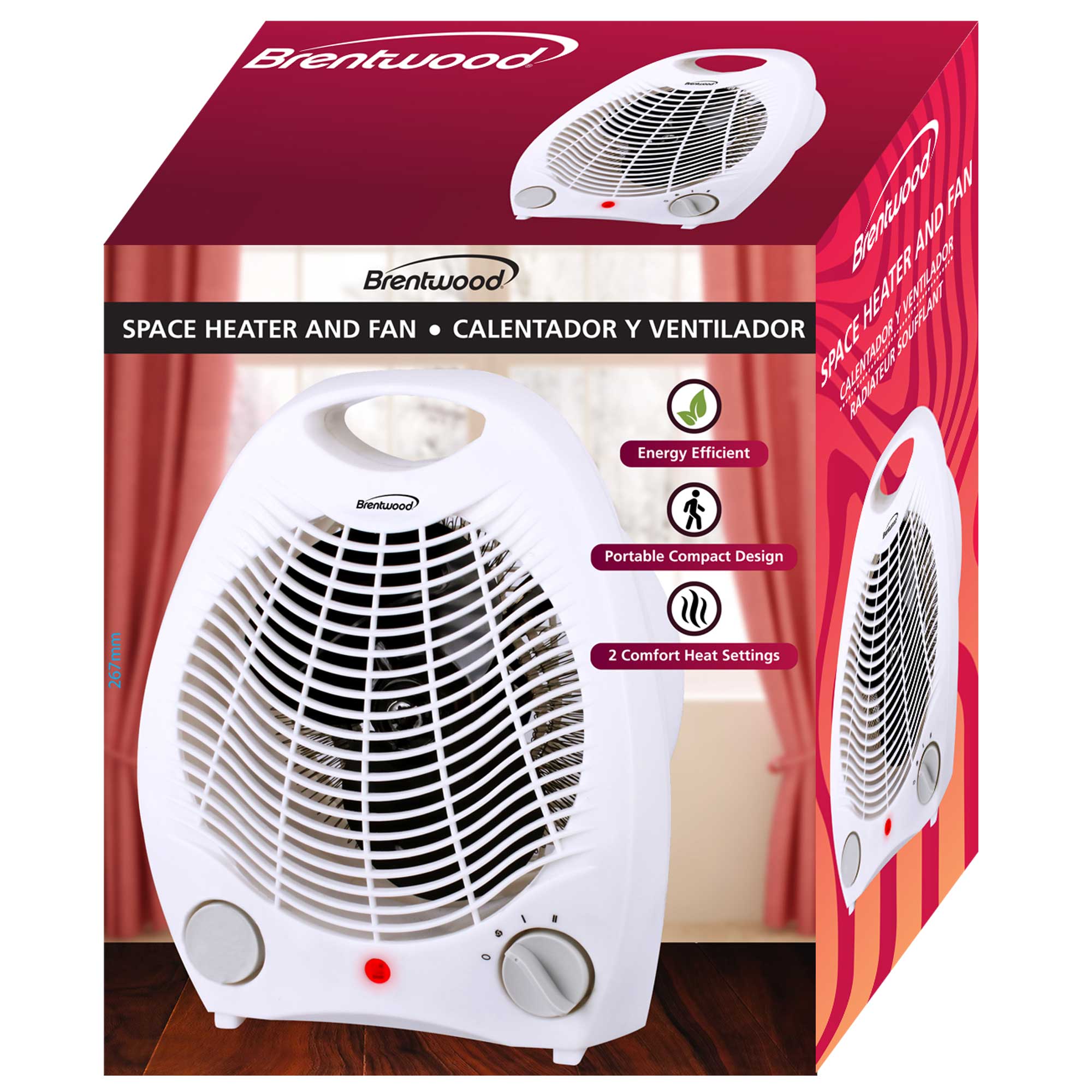 1500 W 2 in 1 Mini Portable Space Ceramic Heater Cooling Fan with Overheat Protection-White