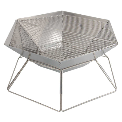 Brentwood BB-6X20SS 20” Portable Stainless Steel Folding Charcoal BBQ Grill and Outdoor Fire Pit with Carry Bag
