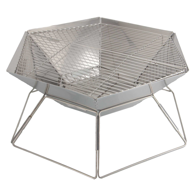 Brentwood BB-6X20SS 20” Portable Stainless Steel Folding Charcoal BBQ Grill and Outdoor Fire Pit with Carry Bag