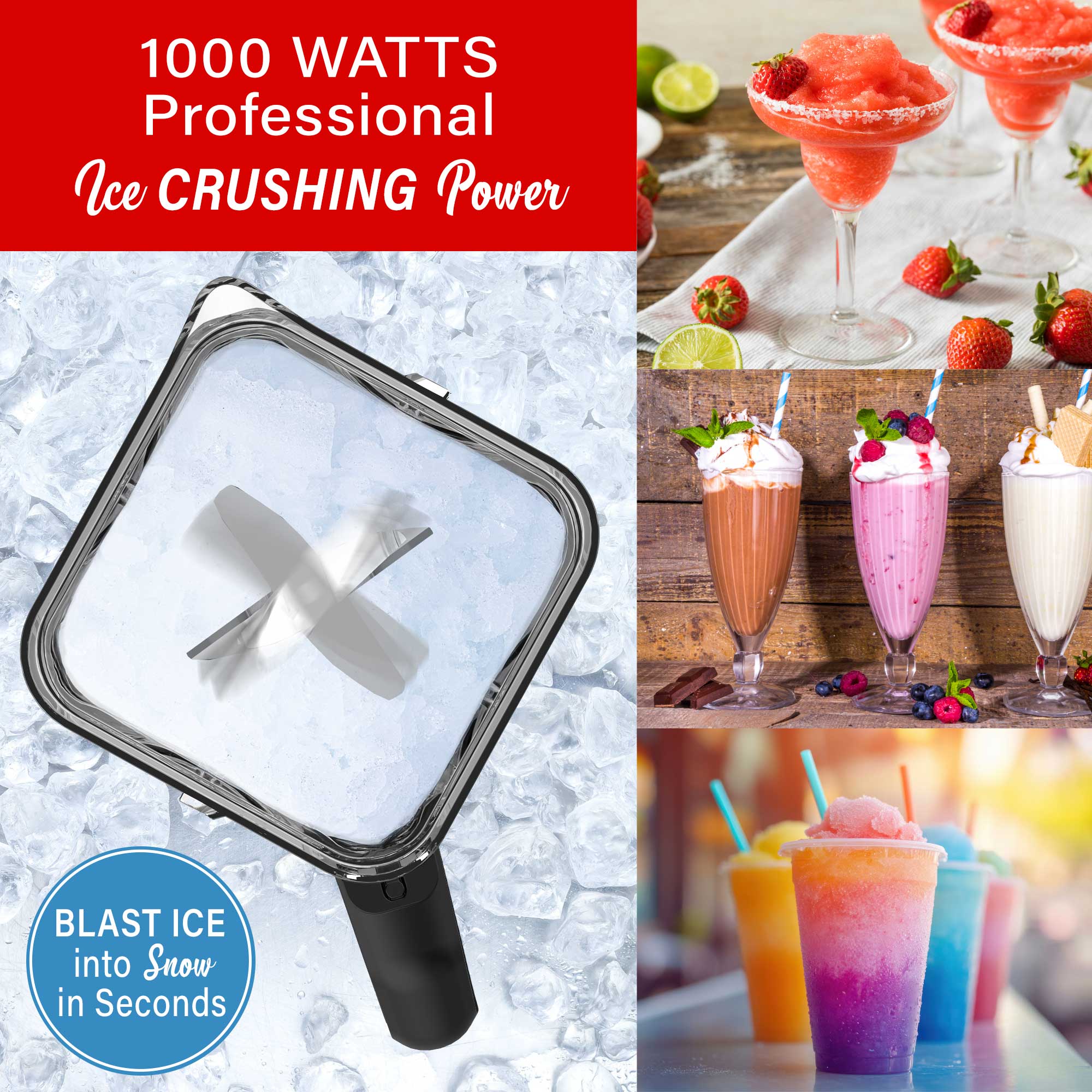 Brentwood Select JBS-1000BK Professional Smart Blender with 1000w Ice Crushing Power, Large 8.5-Cup Plastic Jar, Stainless Steel Blades, Non-Slip Base, Dishwasher-Safe Parts, Black