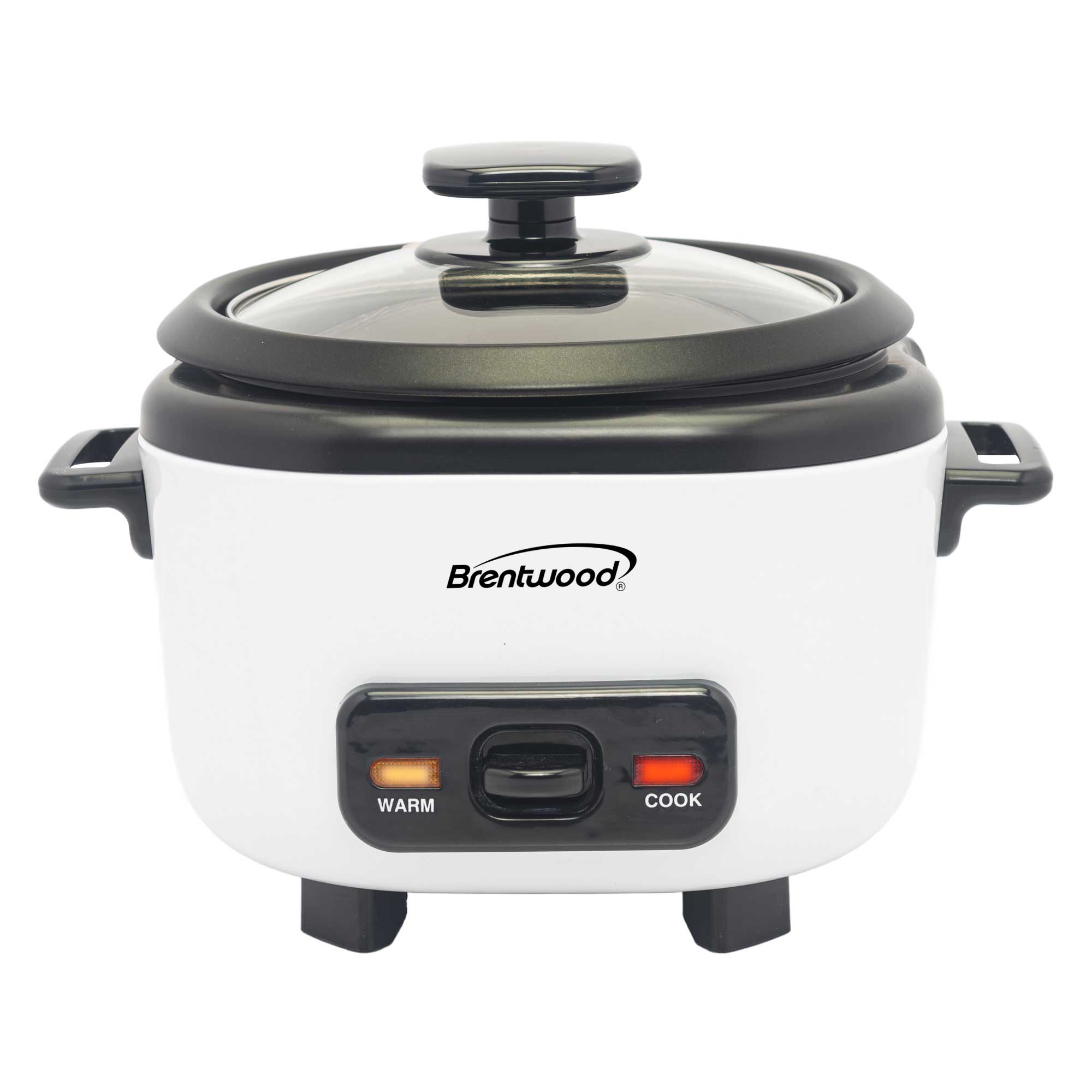 Brentwood RC-5006W 6-Cups Cooked/3-Cups Uncooked Rice Cooker with Steam Tray, Measuring Cup, and Spatula, White