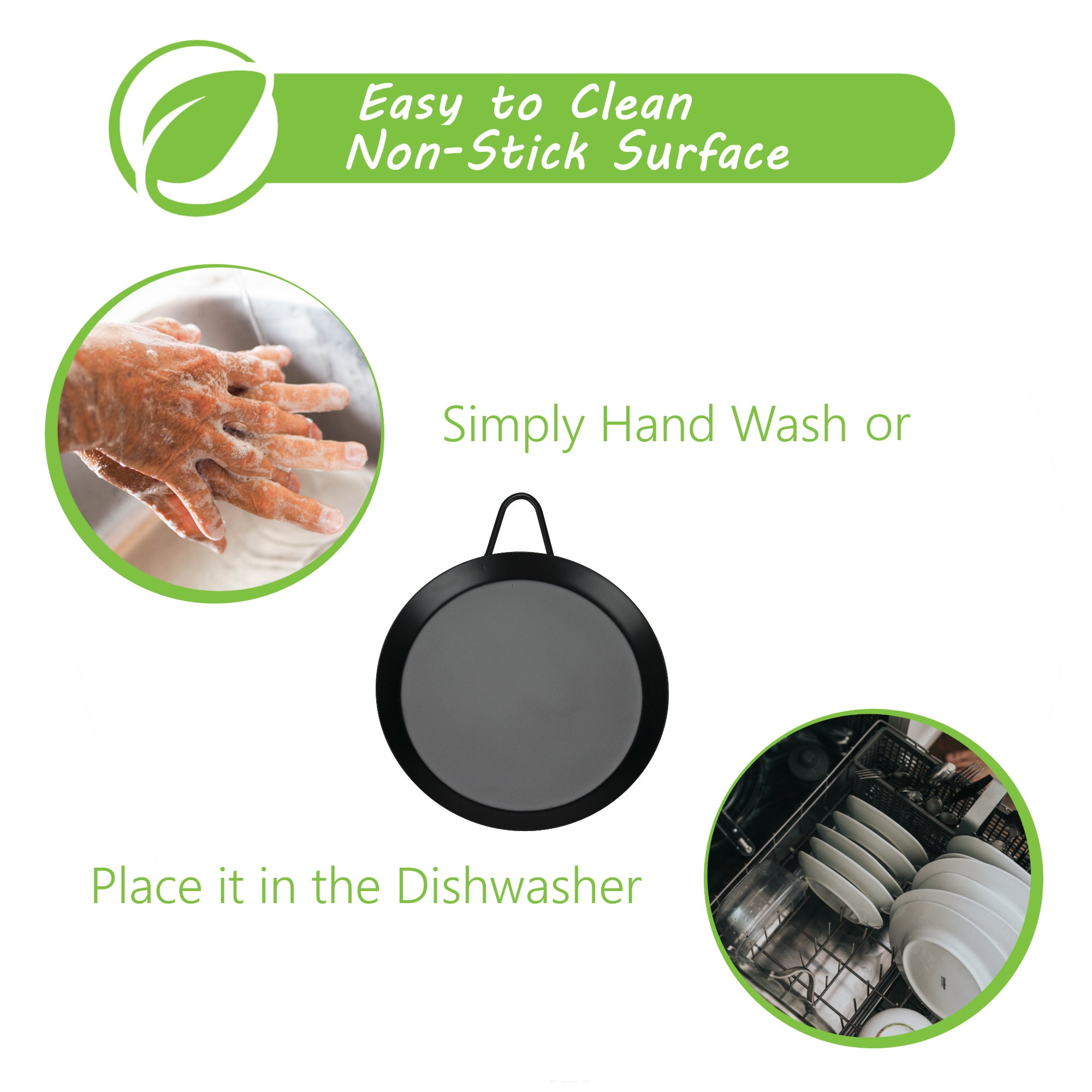 Brentwood BCM-21 8.5-Inch Carbon Steel Non-Stick Round Comal Griddle, Black