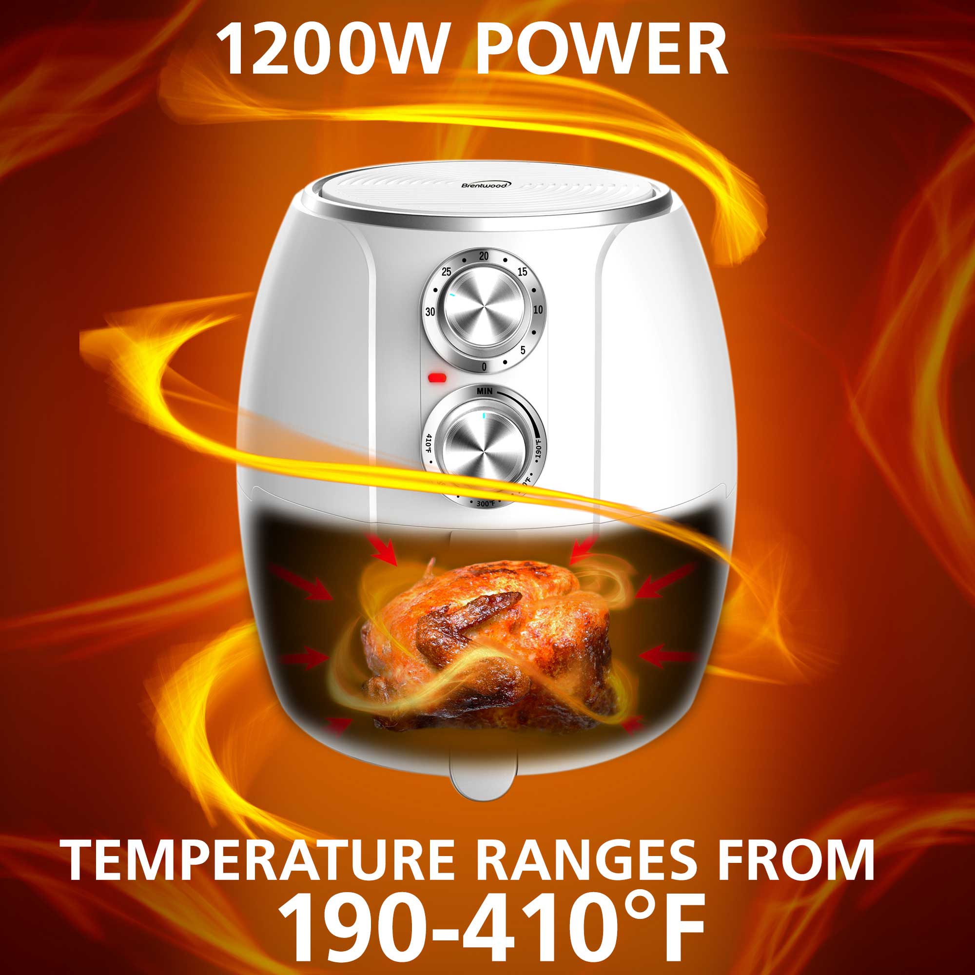 Brentwood AF300W 3.2Quart Small Electric Air Fryer, Timer & Temp. Co