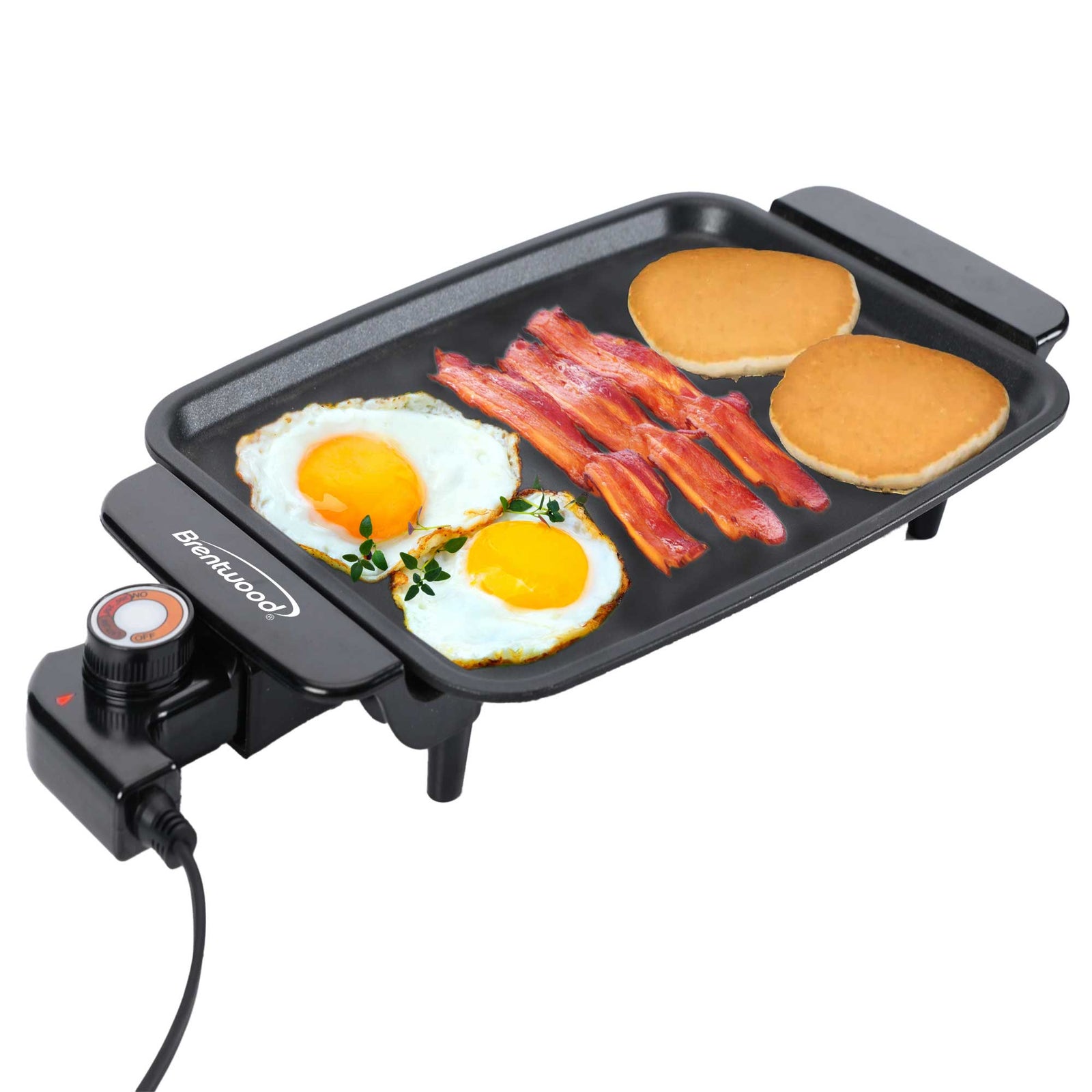 Brentwood TS-810 Electric Griddle with Ceramic Non-Stick, Adjustable Temperature, and Cool Touch Handles, 12 x 10 Inch, Black