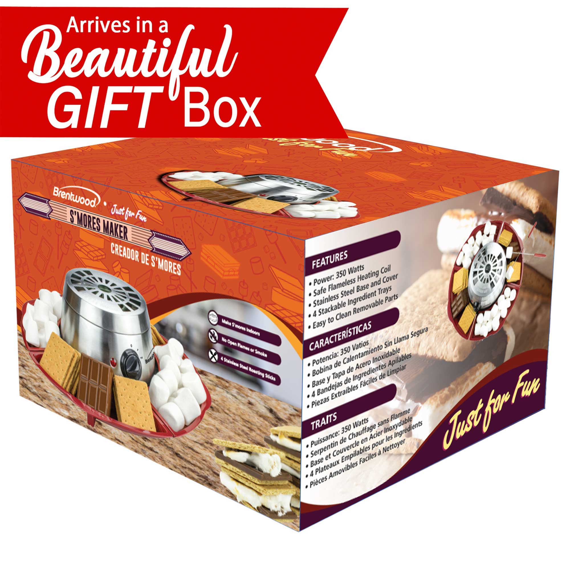 Brentwood TS-603 Indoor Electric Stainless Steel S’mores Maker with 4 ...