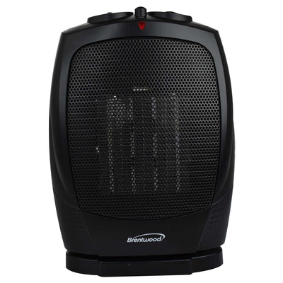 Brentwood H-C1600 1500-Watt Portable Oscillating Ceramic Electric Space Heater and Fan, Black