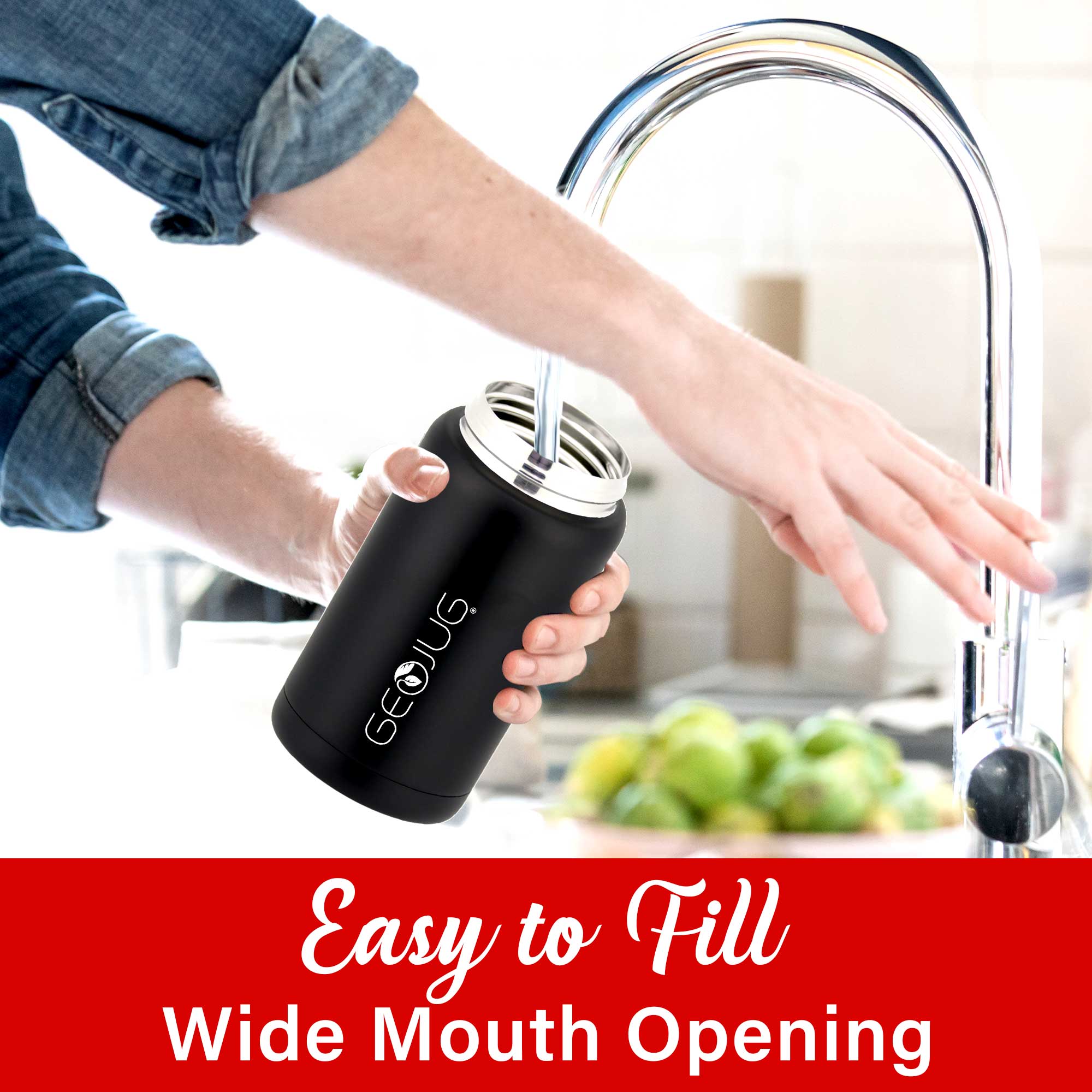 Brentwood GEOJUG FTS-750BK 25oz Vacuum Insulated Stainless Steel Food Jar with Bowl and Folding Spoon, Black