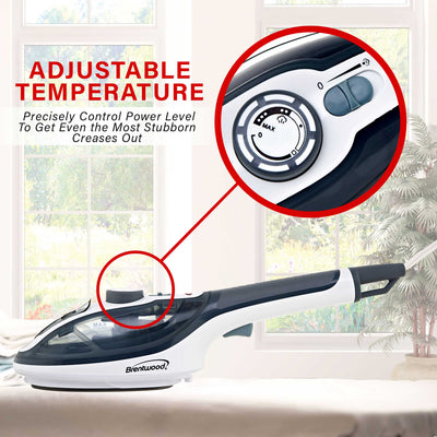Brentwood MPI-41 Non-Stick Handheld Clothes Steamer and Iron, Grey