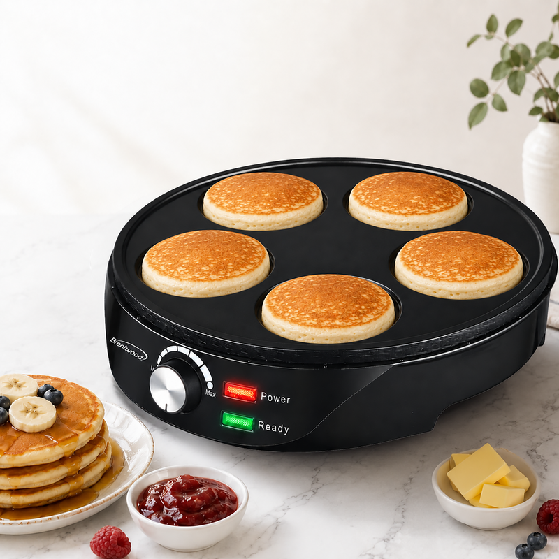 Coming Soon - Brentwood TS-609BK 4-Inch Non-Stick 5 Mini Pancakes and Breakfast Maker, Black