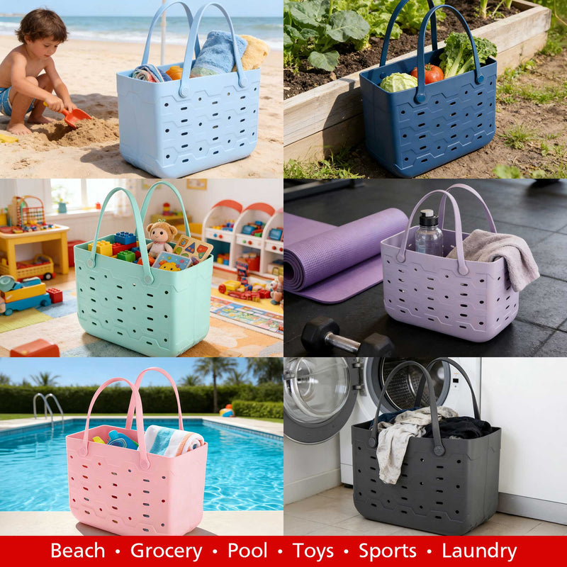 Brentwood TB-1813MC Universal Large Rubber Tote Bag, Durable, Washable, Water, Sand, and Tip-proof – Travel, Beach, Pool, Boat, Work, Sports, Groceries, and More