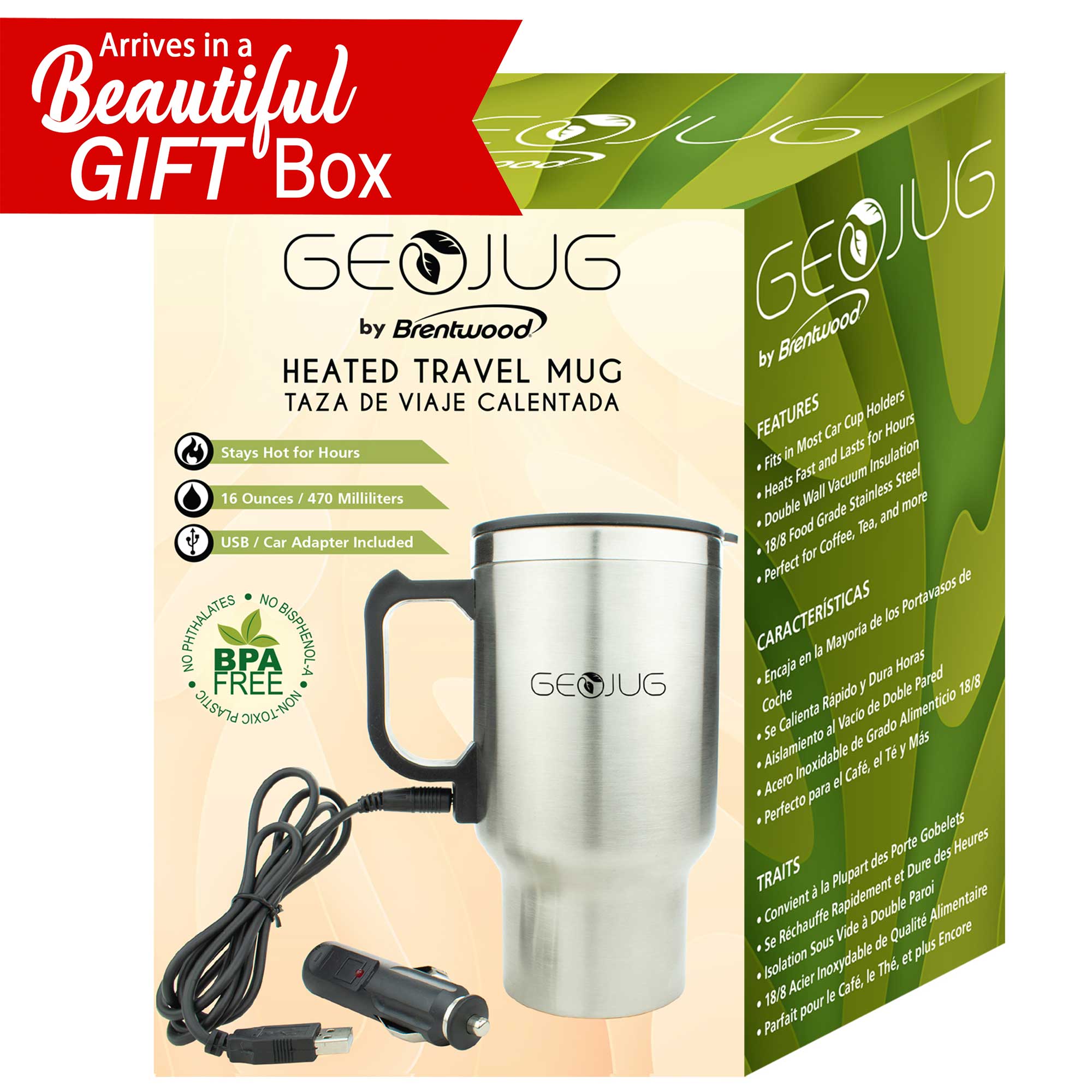 Portable Travel Electric Thermal Mug - Great Gift Heating Cup Heated Mug  Cup Heater Electric Heated Coffee Milk Water Warmer