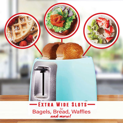 Brentwood TS-292BL Cool Touch 2-Slice Extra Wide Slot Toaster, Blue