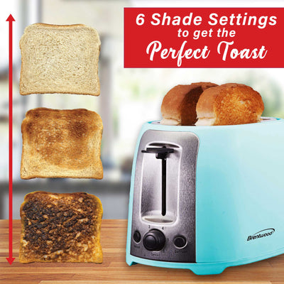 Brentwood TS-292BL Cool Touch 2-Slice Extra Wide Slot Toaster, Blue