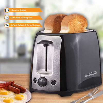 Brentwood TS-292B Cool Touch 2-Slice Extra Wide Slot Toaster, Black