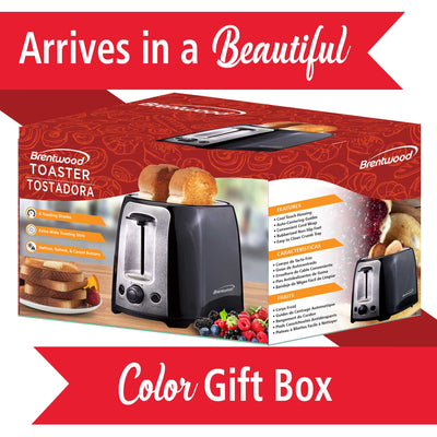 Brentwood TS-292B Cool Touch 2-Slice Extra Wide Slot Toaster, Black