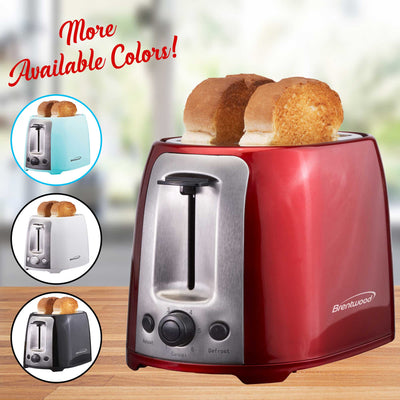 Brentwood TS-292R Cool Touch 2-Slice Extra Wide Slot Toaster, Red