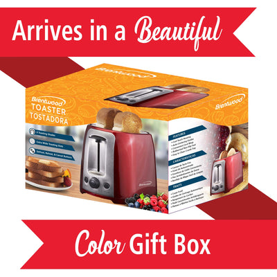 Brentwood TS-292R Cool Touch 2-Slice Extra Wide Slot Toaster, Red