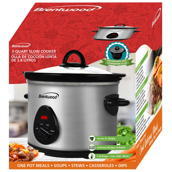 Brentwood SC-130S 3 Quart Slow Cooker, Stainless Steel - Brentwood ...