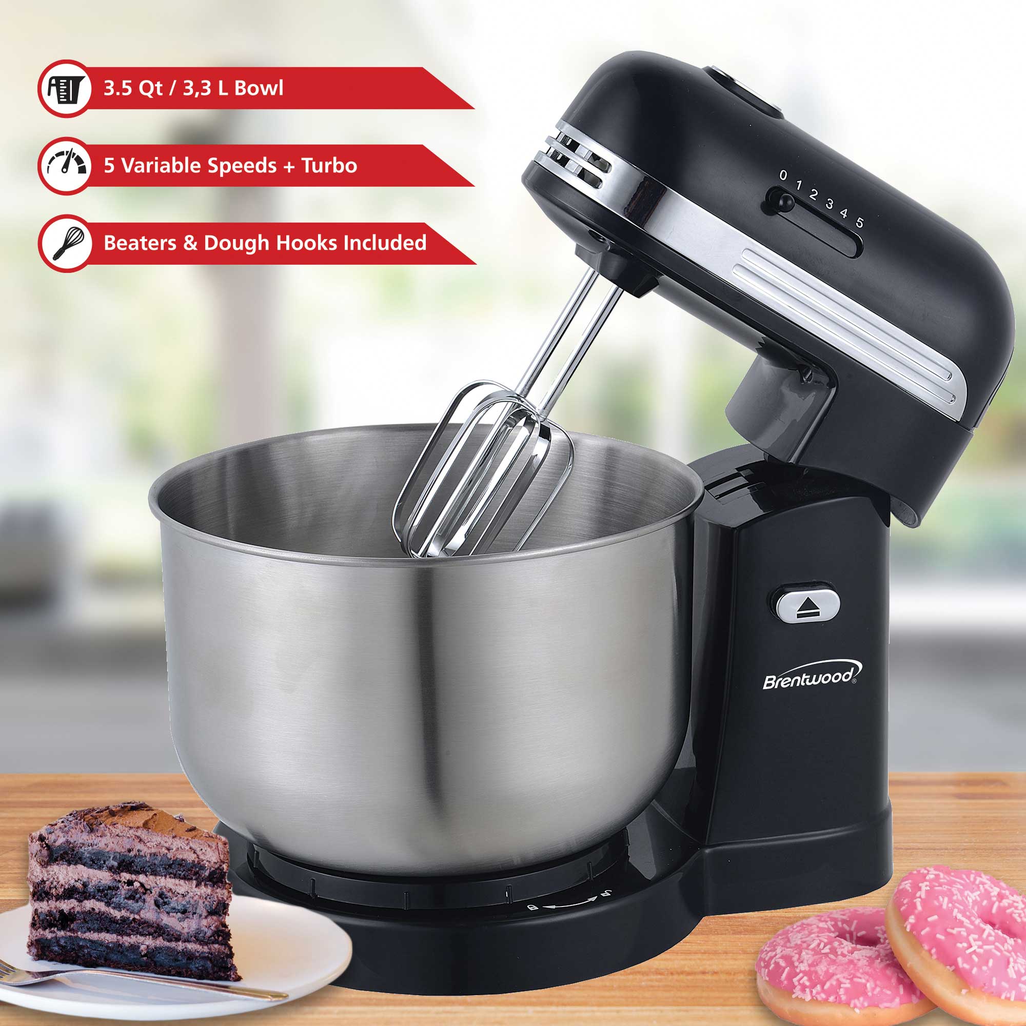 Brentwood SM-1162BK 5-Speed Stand Mixer with 3.5 Quart Stainless Steel -  Brentwood Appliances