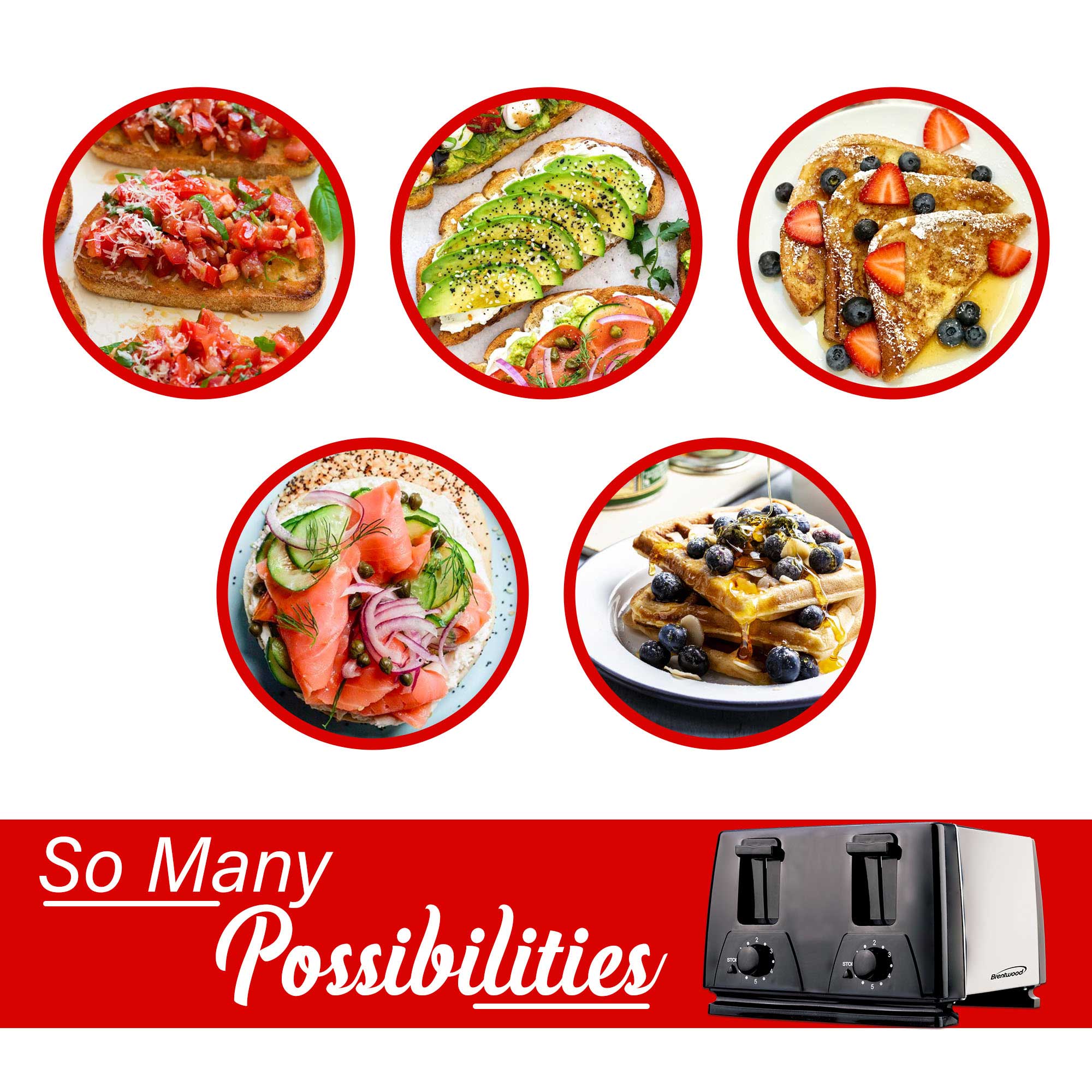 Brentwood TS-284 4-Slice Toaster, Black