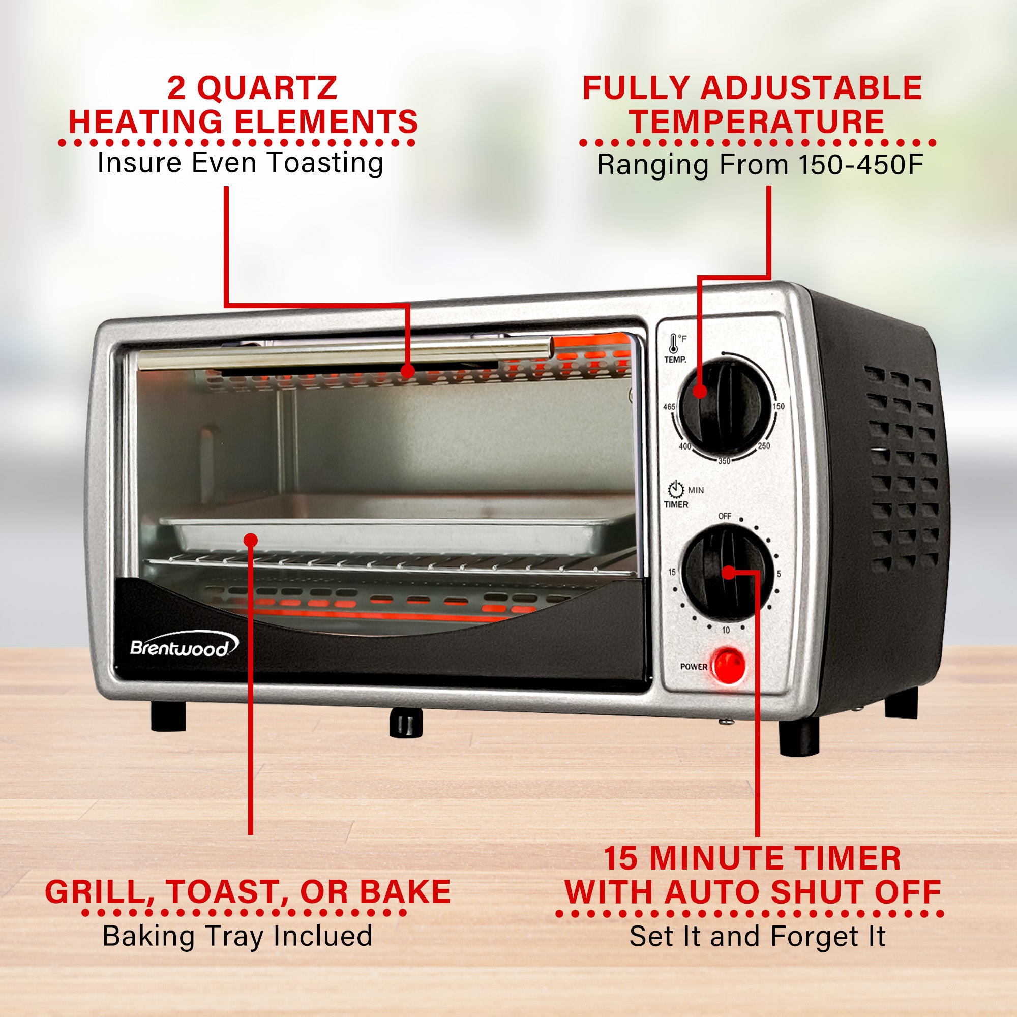 GE 6-Slice Stainless Steel Convection Toaster Oven with Quartz