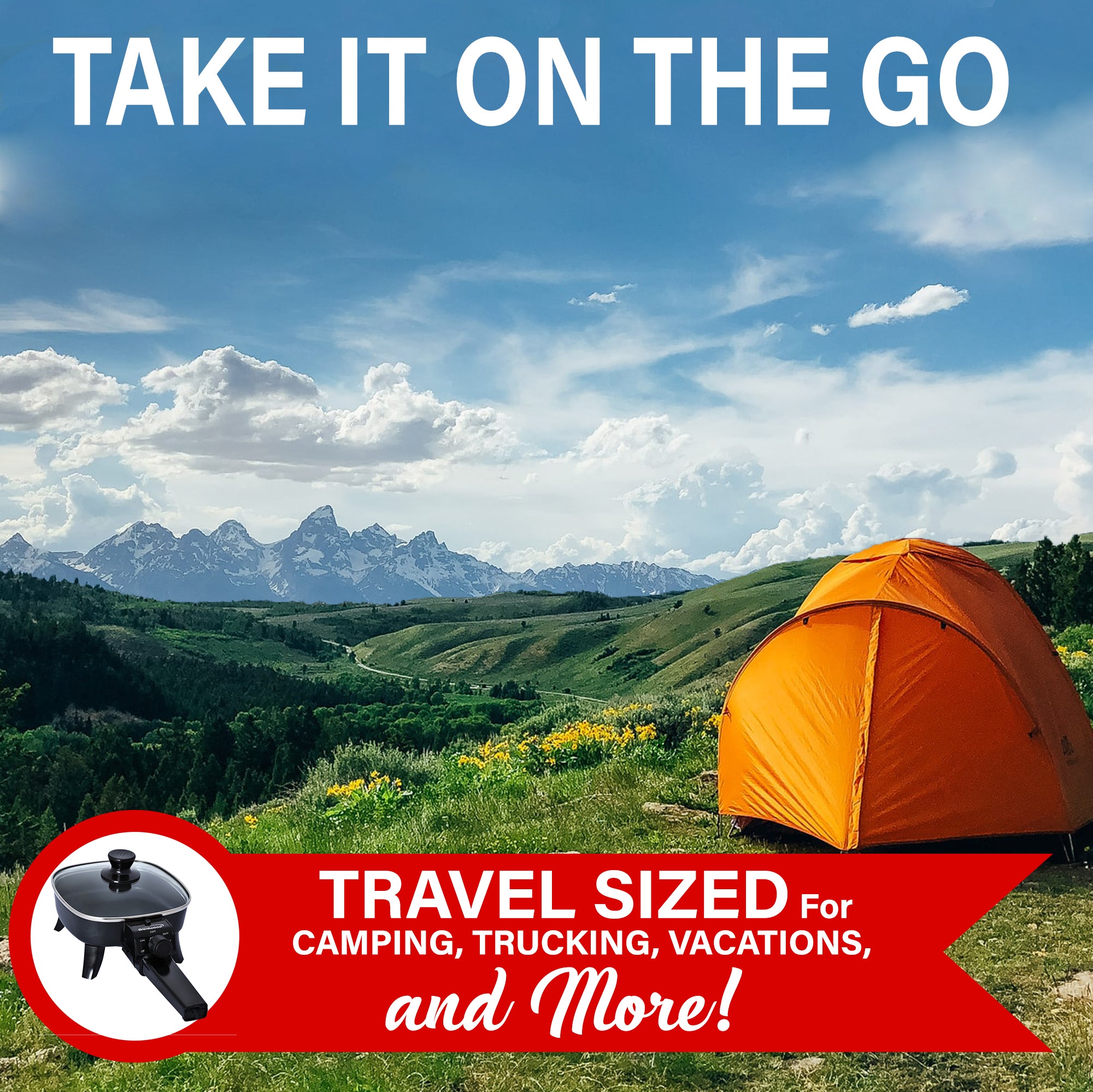 Brentwood SK-45 6-Inch Non-Stick Electric Skillet with Glass Lid, Black