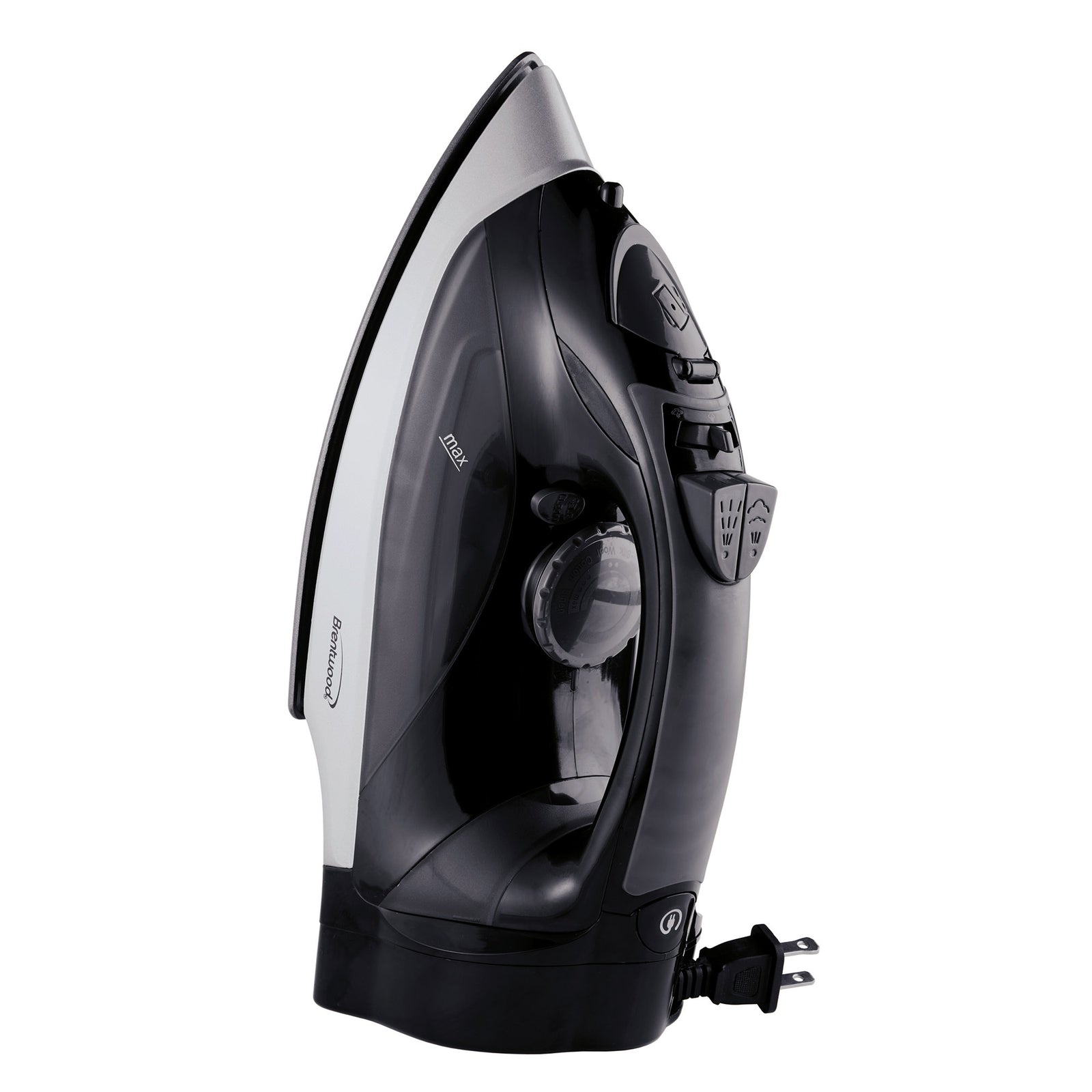 Brentwood MPI-59BK Non-Stick Steam Iron with Retractable Cord, Black