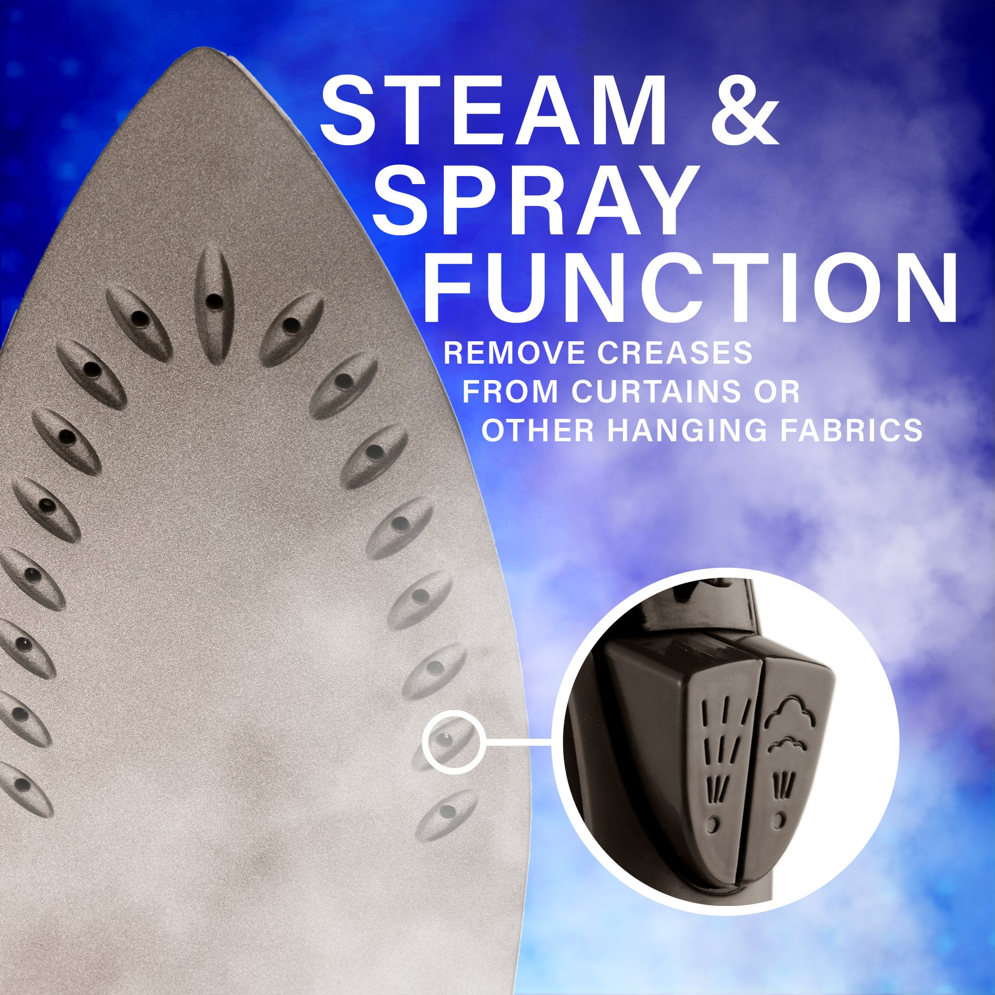 Brentwood MPI-59BK Non-Stick Steam Iron with Retractable Cord, Black