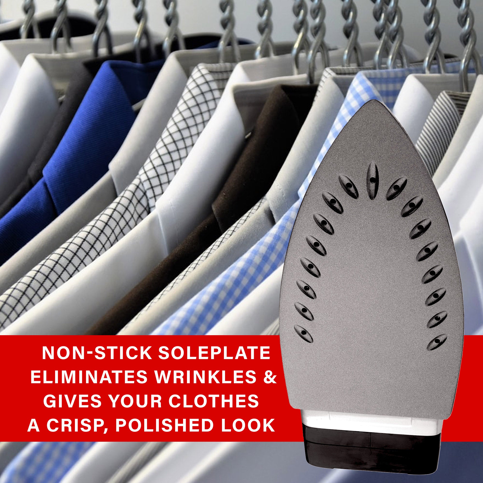 Brentwood MPI-59BK Non-Stick Steam Iron with Retractable Cord, Black